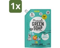 1 x Marcel's Green Soap - Vloeibaar Wasmiddel - Kleur - Navulling - Perzik & Jasmijn - Effectief & natuurlijk - 23 Wasbeurten - 1 liter - Wasmiddel - Geur - Kleur - Duurzaam - Natuurlijk