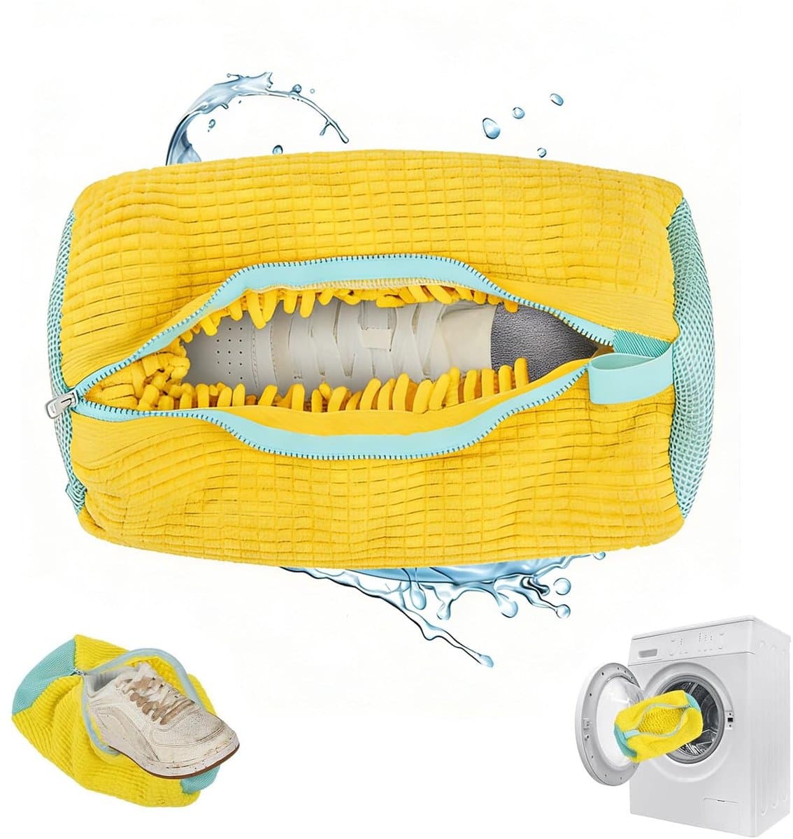 Solidchoice - Vastsea Schoenpoetszak, Schoenpoetszak voor Wasmachine, Waszak voor Schoenen, Herbruikbare Schoenwaszak voor Alle Schoensoorten en Maten, Geel, Eenvoudige Stijl — afbeelding 1