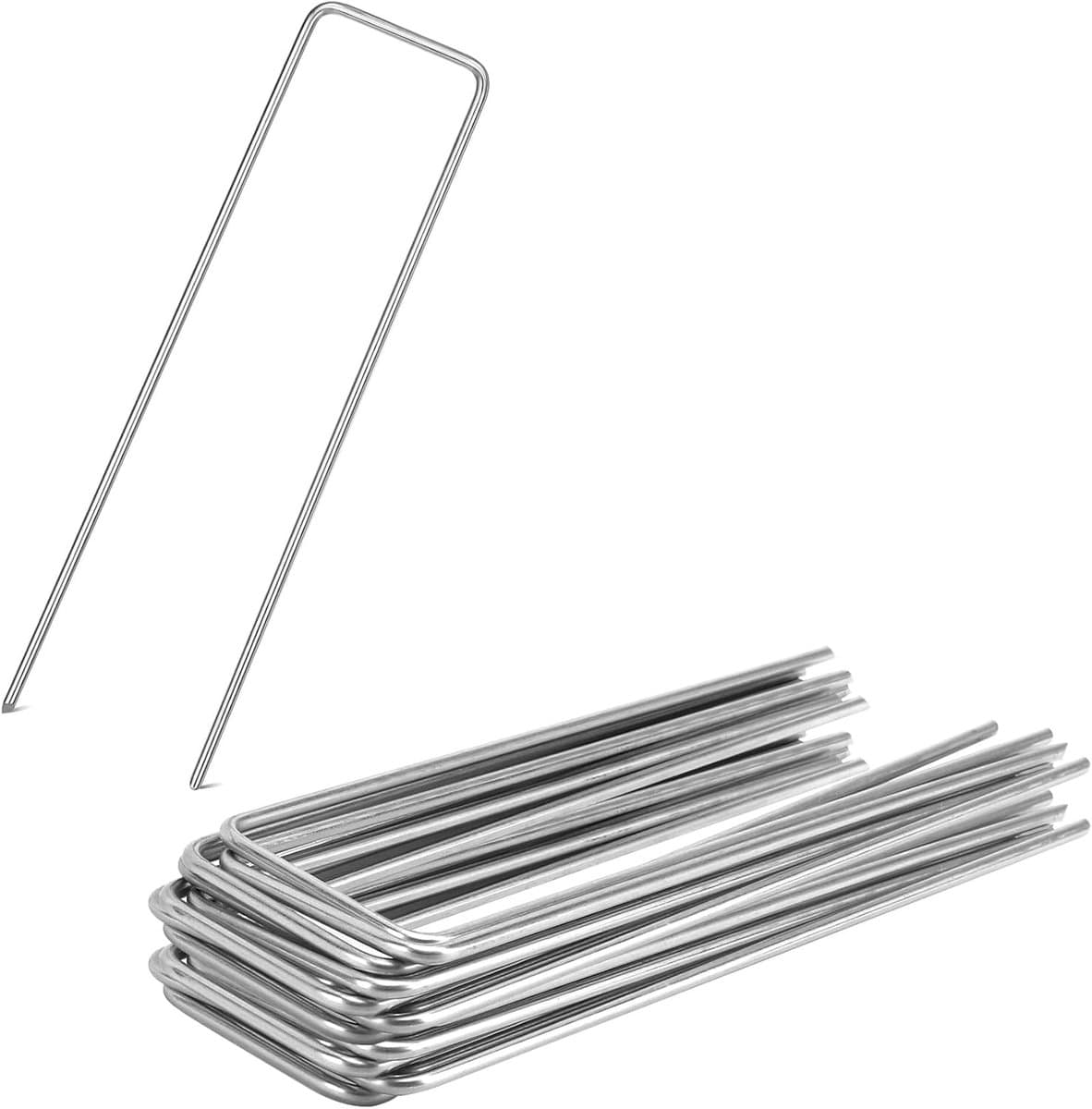 SnelShoppen - 20 x Stalen Grondankers, Roestvrij, 150 x 25 x 3 mm, Grondankers voor Tuin, Tent Haringen, Camping, Tuinbedekking, Stabiele Snail Fence, — afbeelding 1