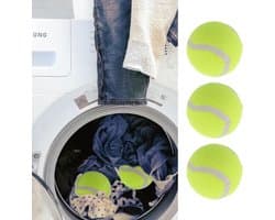 Droogballen set van 3 | Ø 6 cm rubberen kern geel polyestervilt | tennisballen droger droogtijd - energiebesparing