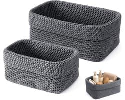 Set van 2 opbergmanden voor badkamer, haakmand, decoratieve opbergmand, kleine opbergmanden, kleine opbergmanden voor slaapkamer, keuken, kast, speelgoed, make-up
