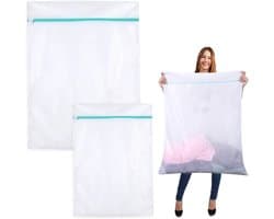 Set van 2 Wasnetten voor de Wasmachine - Ideaal voor Dekens, Jassen, Gordijnen en Speelgoed | 60 x 80 cm en 90 x 110 cm Fijne Mesh Waszakken met Verborgen Rits