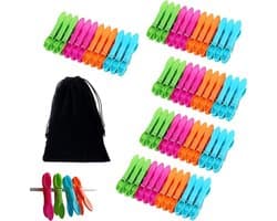 60 stuks wasknijpers met opbergtas, duurzame PP-materiaal, roestvrijstalen veren, antislip clips voor binnen en buiten, perfect voor wasserette, thuisgebruik en reizen