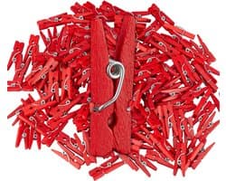 mini houten wasknijpers - set van 400 - rood