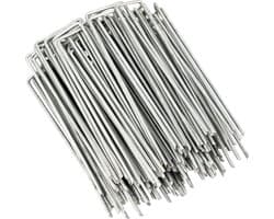 Set van 100 anti-roest 6 inch 11 gauge zware platte U-vormige tuin beveiligingsharingen spikes pinnen haringen - gegalvaniseerde graszoden nietjes voor het verankeren van landschapsstof