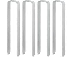 Grondpennen set van 4 - Grondankers - Rozenboog - U-vormig - Verzinkt - Stabiel - XXL - HBD 30 x 6 x 25 cm - Zilver