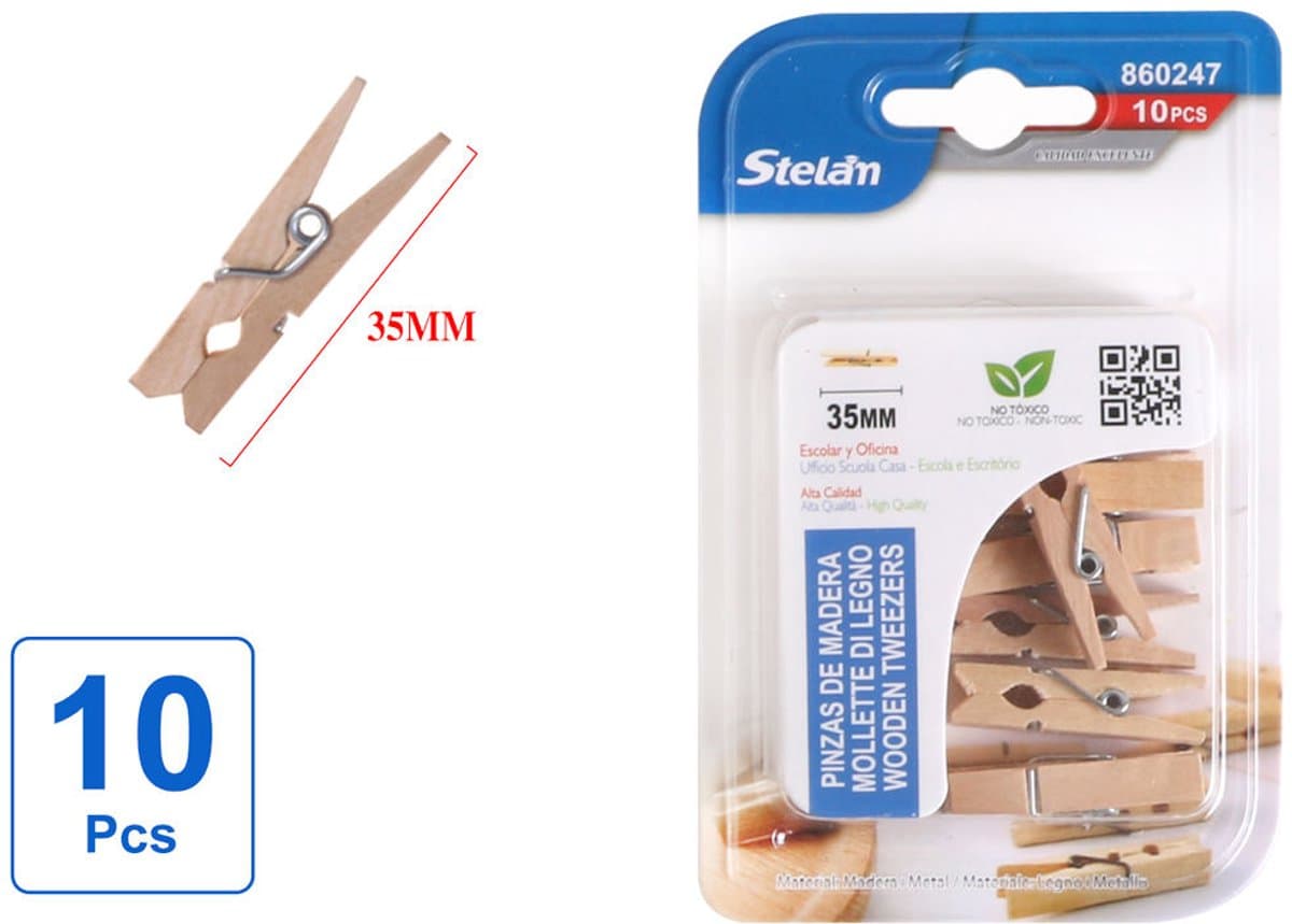 Decopatent - 10 Stuks Mini Fotoknijpertjes - 35mm Lang - Kaartknijpertjes - Kleine mini wasknijpers - Hout - Kaarten Kerstkaart knijpers - Houten clips voor fotos — afbeelding 1