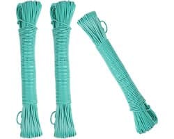 Urban Living Waslijn - 3x - 20 meter - PVC - groen - drooglijn / waslijndraad - wasgoed ophangen