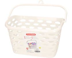 Plasticforte Wasknijpers ophang mandje aan haak - 26 x 15 x 21 cm - creme wit - kunststof