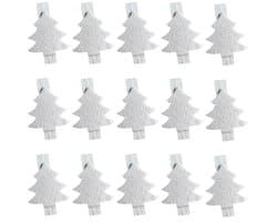 Jhubersproducts - Houten wasknijpers - Decoratieve knijpers - 100 stuks - Voor kerst en feesten - Knutselklemmen - Zilver