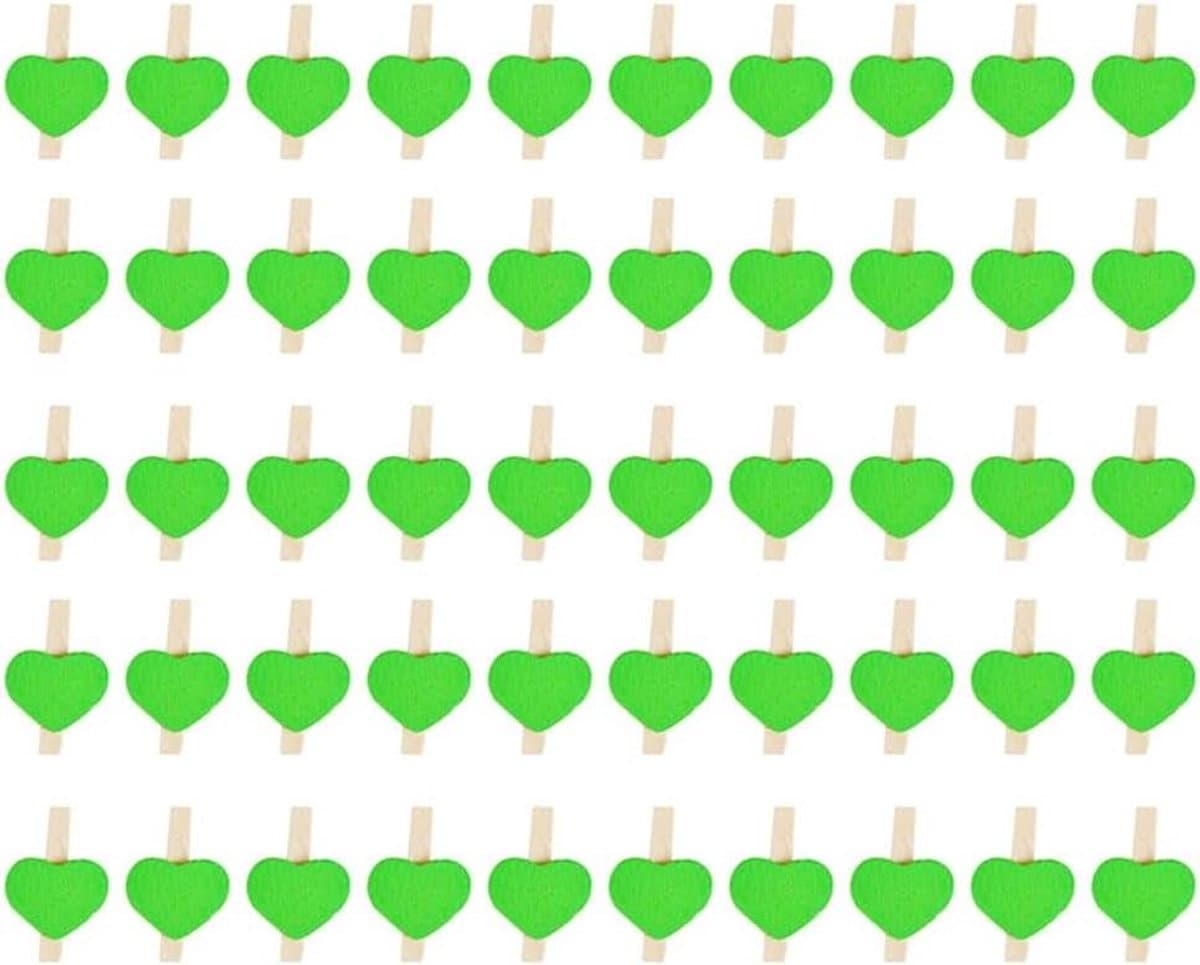 Houten Wasknijpers - Mini Clips - Decoratie en Knutselen - Hartvormig Design - 3 cm - Groen — afbeelding 1