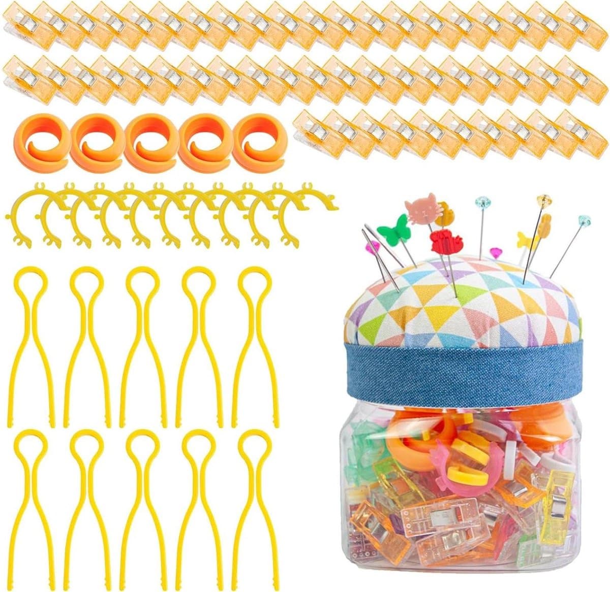 Naaiclips Set - Textiel Clips - Stoffen Organiseren - Stofvriendelijke Grip - 76 Delig - Multicolor — afbeelding 1