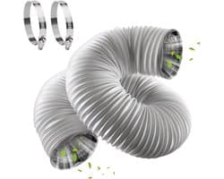 Dailygoods- Afvoerslang 100 mm - Flexibele Aluminium Buis - 6 m Lengte - Ventilatieslang - Slangklemmen - Hittebestendig Roestvrij Staal