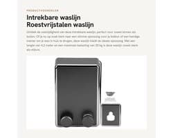 Dailygoods- Waslijn Intrekbaar - Wandmontage - Roestvrij Staal - Duurzaam - Max. Belasting 20 kg - Lengte 4,2 meter - Kledingdroogrek