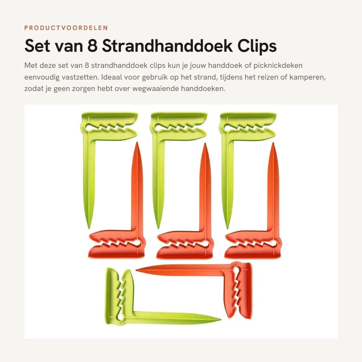 Dailygoods- Handdoekhouder Duurzaam - Handdoekklemmen - Stranddoekclips - Ideaal voor Kamperen - Herbruikbaar - Voor Strand en Picknick - Strandclips — afbeelding 1