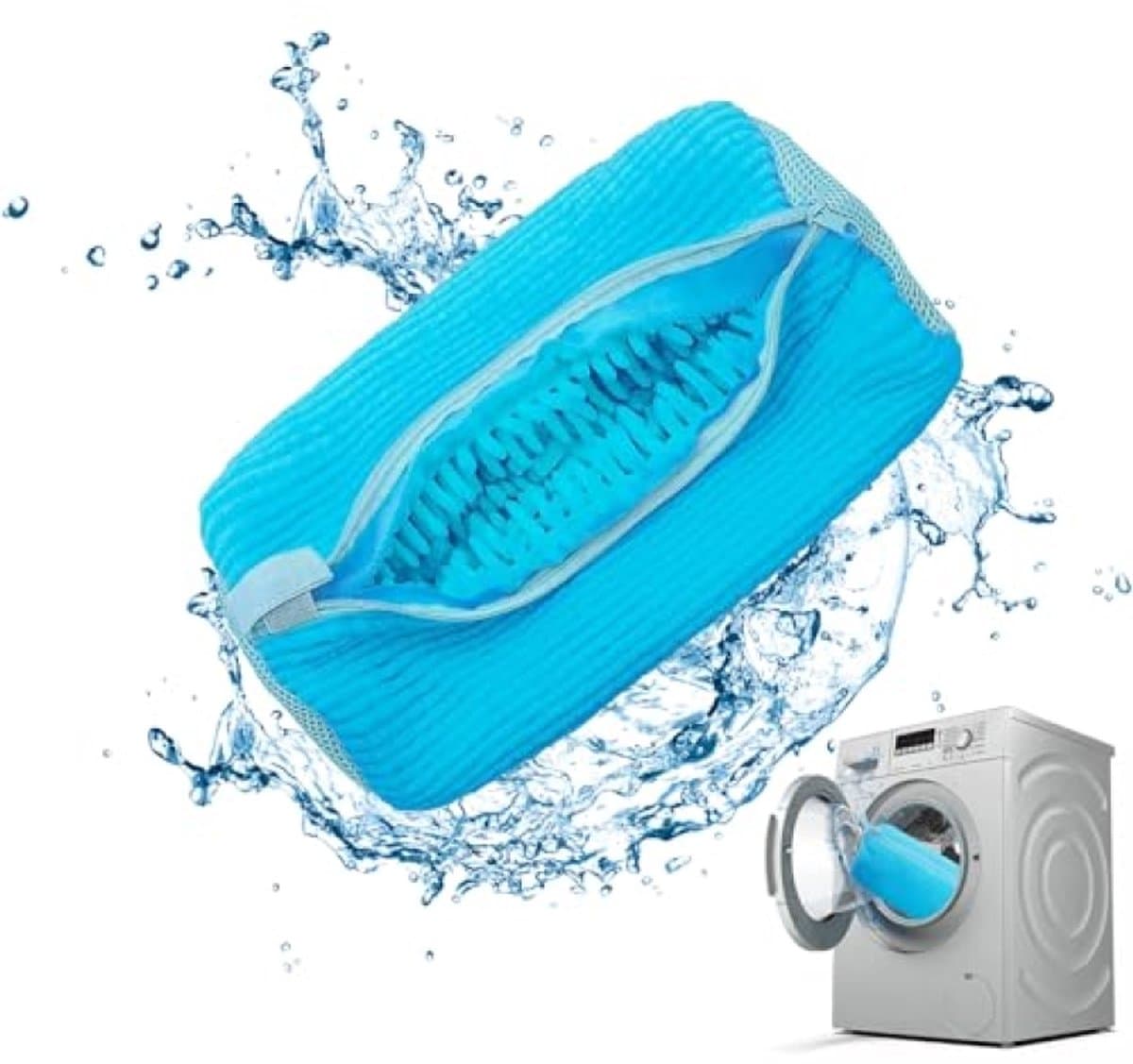 Schoenenzak Wasmachine - 1 Stuks Wasnet voor Schoenen - Antivervorming met Ritssluiting - Blauw — afbeelding 1