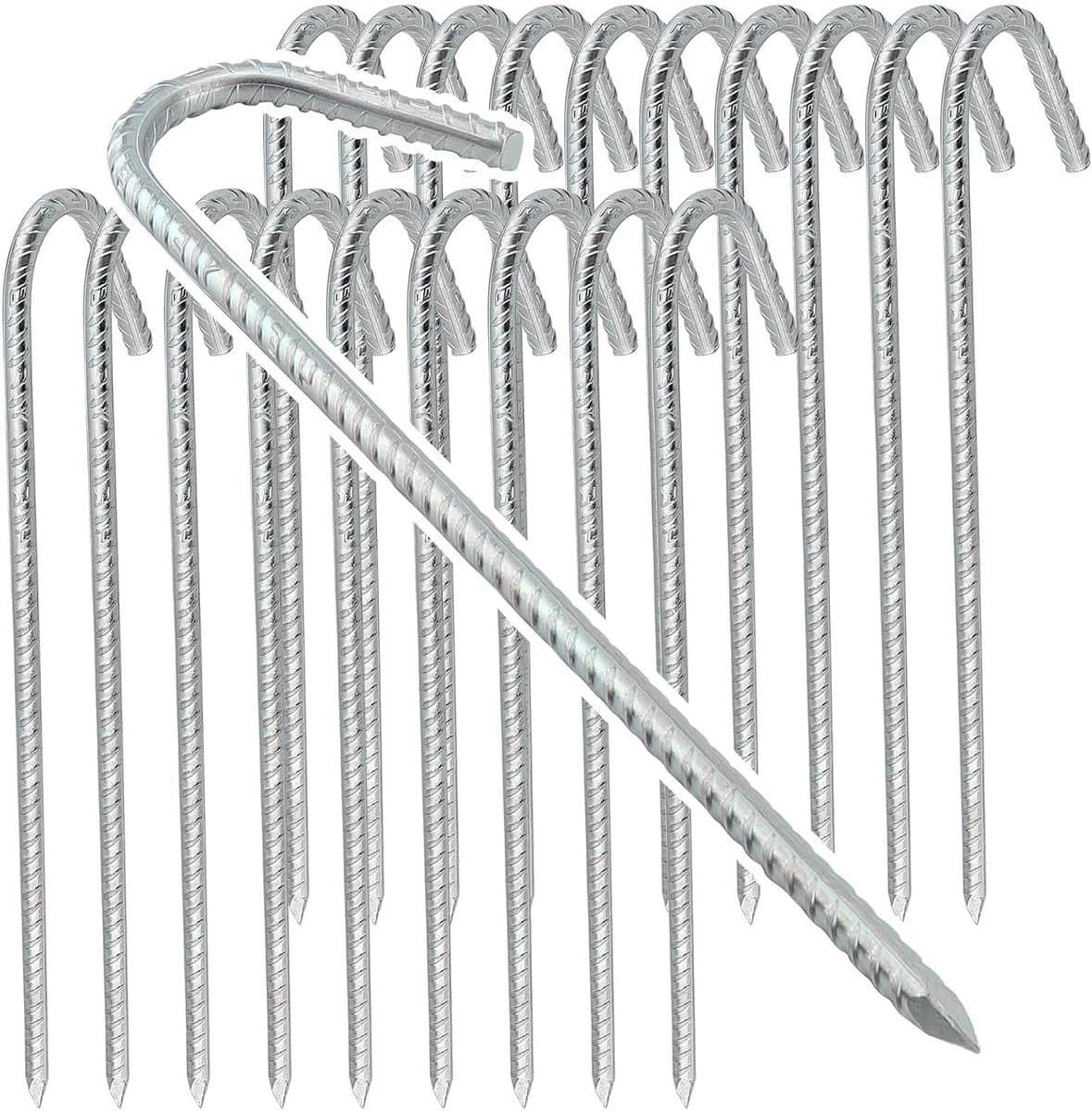40cm Zilveren Grondankers - 20 Stuks Sterke Metalen Haringen voor Camping, Tuin en Speeltuinen — afbeelding 1