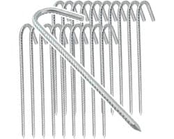 40cm Zilveren Grondankers - 20 Stuks Sterke Metalen Haringen voor Camping, Tuin en Speeltuinen