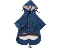 Hondenregenjas met Rits en Reflecterende Knopen, Waterafstotend en Verstelbaar, Verwijderbare Capuchon - Stijlvolle Premium Regenjassen voor Honden - Maten XS tot XXL - Donkerblauw - L