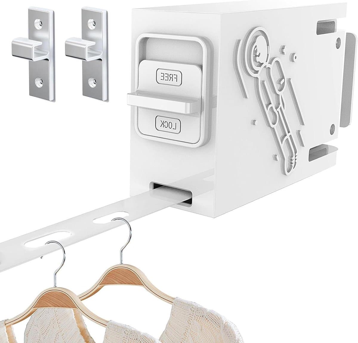 Intrekbare Waslijn - Draagbare Kledinglijn - Kleding Drogen - 34 Winddichte Ophangpunten - 13 Meter - Wit — afbeelding 1