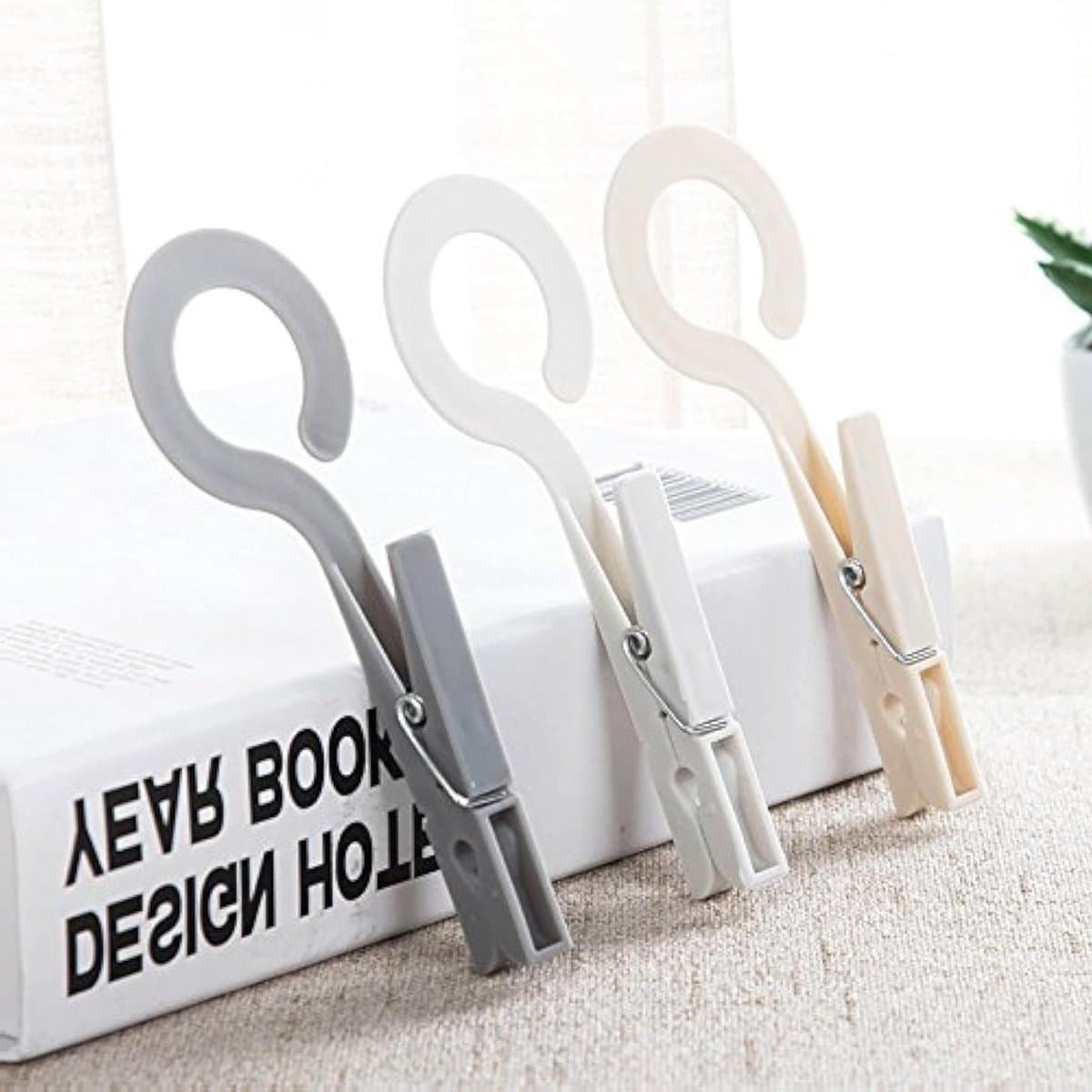 Wasknijpers met Haken - Droogclips Clips Hanger - Kleding Drogen - Winddicht Antislip - 20 stuks - Grijs — afbeelding 1