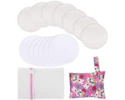SPHProducts - Wasbare Borstkussens - Herbruikbare Biologische Bamboe Pads - Inclusief Waszak - Geschikt voor Borstvoeding Moeders - Formaat 3,9 inch