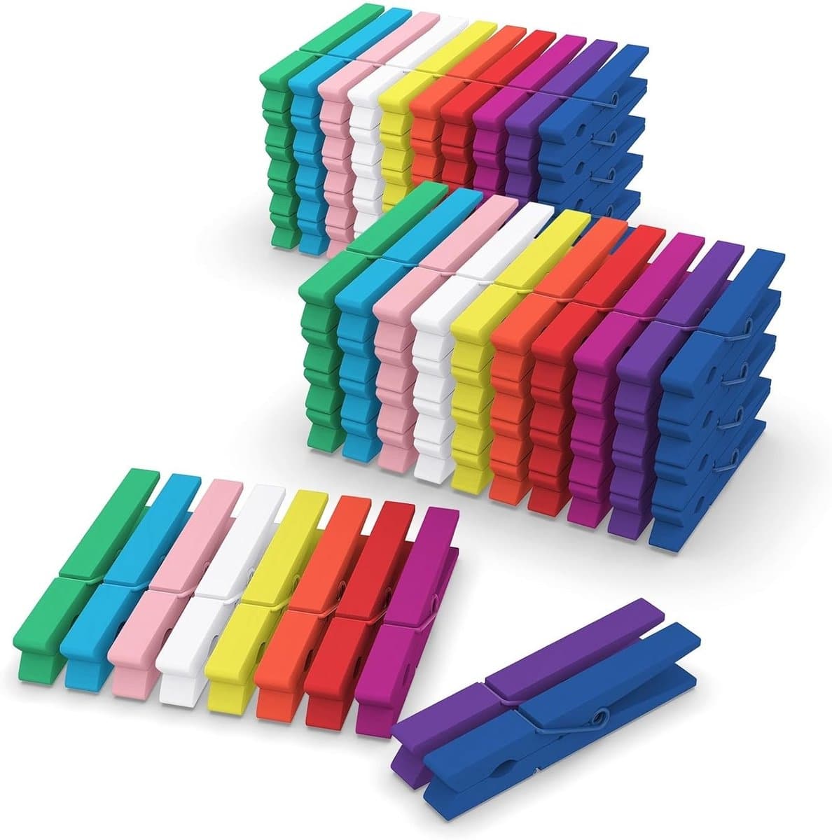 Kleurige Mini Houten Wasknijpers voor Foto's, Collages en Postkaarten – 100 Stuks van 7 cm — afbeelding 1