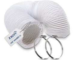 Afvoerslang Airco - Flexibele slang - Lucht afvoeren - Met slangklemmen - 5 meter - Wit