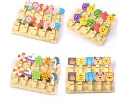 Houten Wasknijpers - Kleine Clips - Foto Ophangen - Natuurlijk Hout - 40 Stuks - Diverse Kleuren
