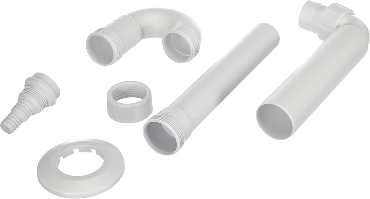 Wasmachine Sifon - Afvoer Fitting - Afvalwater Afvoeren - Met Muurbeugel - DN50 - Wit — afbeelding 1
