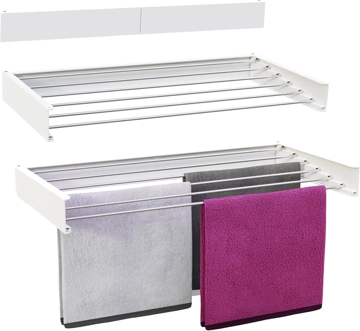 Inklapbaar Wanddroogrek - Droogrek voor Binnen - 1 stuk - Wit - Aluminium - 100 x 50 cm — afbeelding 1