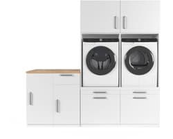 Wasophoogte® Wasmachine Kast Shanghai - Wasmachine verhoger - Wasmachine ombouw - 700(D)*2230(B)*2110(H) mm - Wit