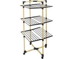Opvouwbaar Multifunctioneel Droogrek - 30 m, 3 Niveaus, Ruimtebesparend, Zwart en Hout