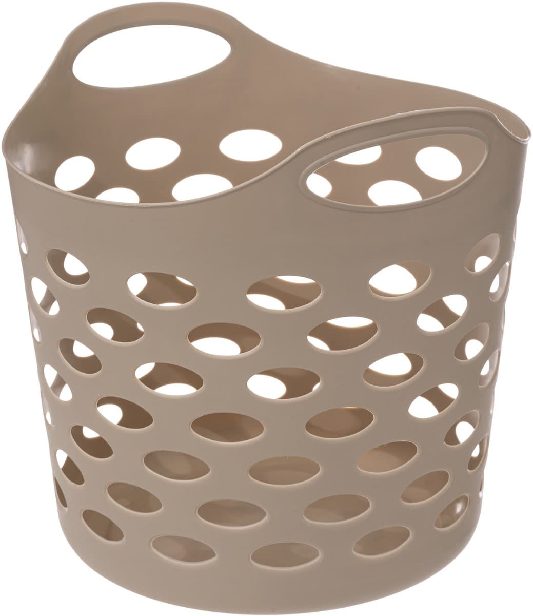 5Five Bathroom solutions - Flexibele wasmand/opbergmand - rond - beige - 28L - D40.5 x H38 cm — afbeelding 1