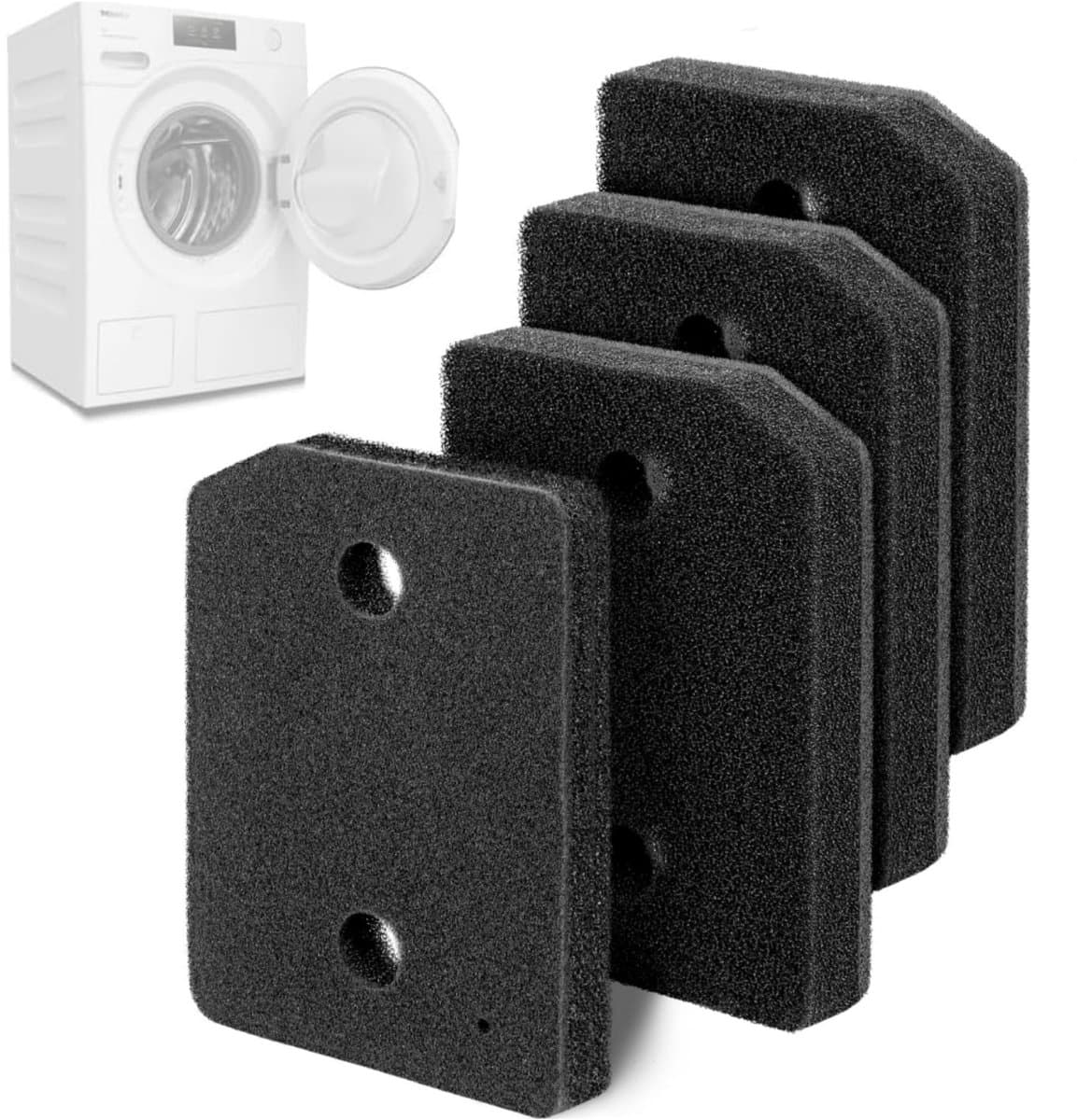 4 Stuks - Vervangend Schuimfilter - Filter Spons Foam van Condensor Wasdroger Alternatief Geschikt voor Droger Miele - voor Miele 9164761 Warmtepompdroger - 20.7 x 15.7 x 3 cm - zwart — afbeelding 1