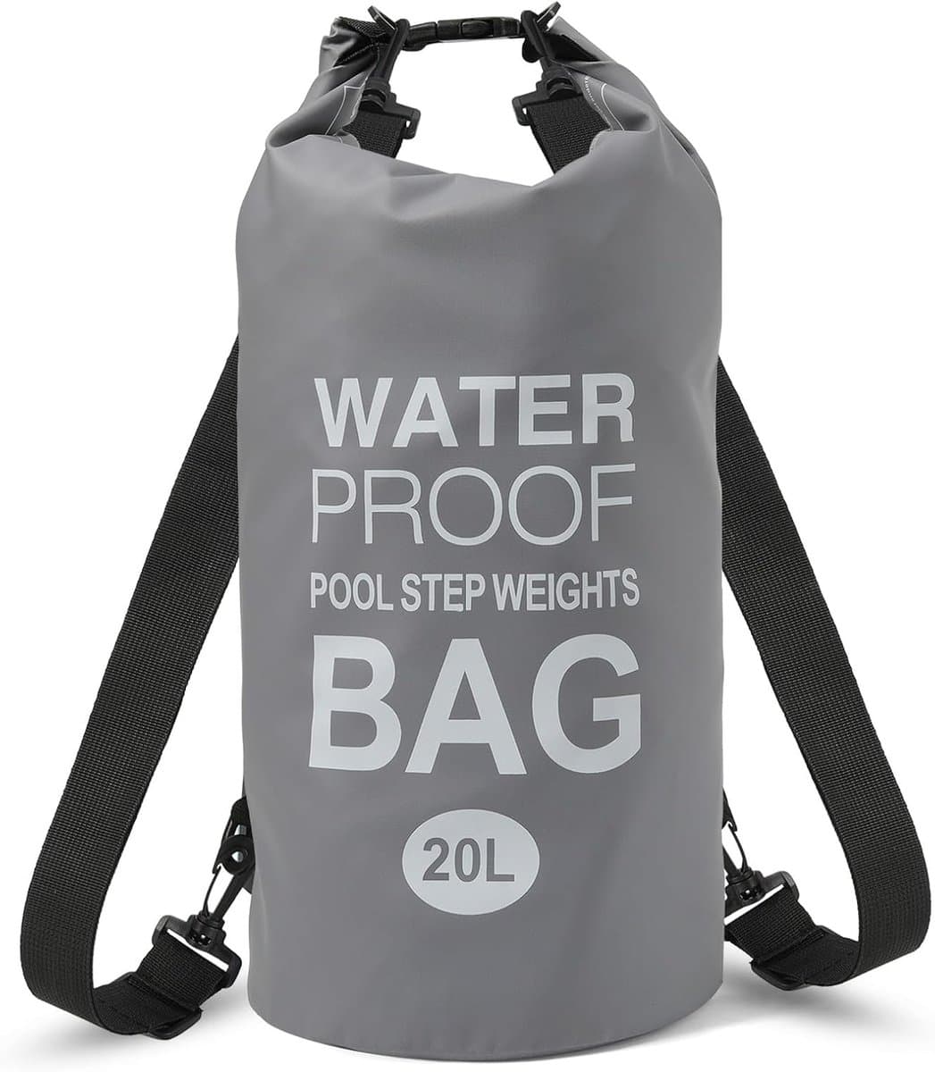 Waterdichte Dry Bag, waterdichte strandtas met verstelbare schouderriem, Dry Bag voor zwemmen, kamperen, kajakken, strand, grijs, 20L(1-Pack), Waterdichte zakken — afbeelding 1