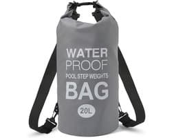 Waterdichte Dry Bag, waterdichte strandtas met verstelbare schouderriem, Dry Bag voor zwemmen, kamperen, kajakken, strand, grijs, 20L(1-Pack), Waterdichte zakken