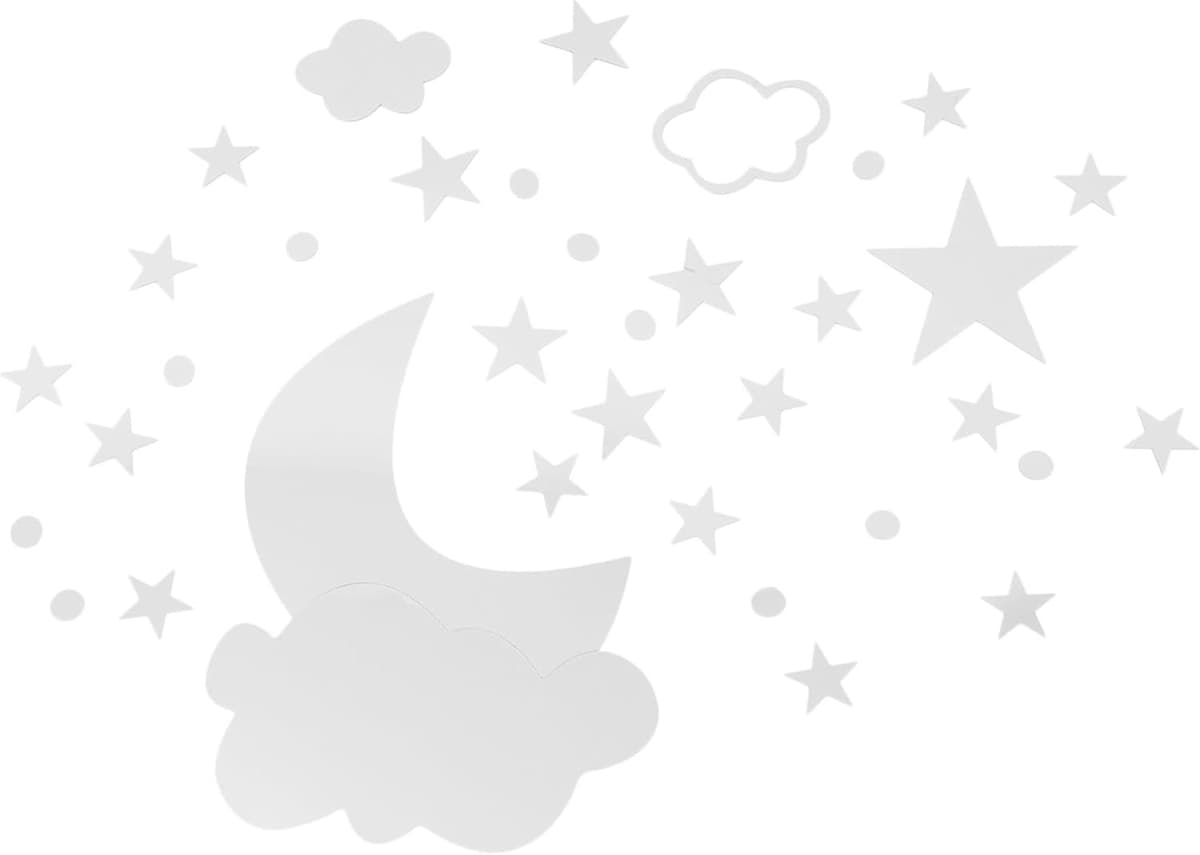 1set Maan Cloud Muurdecoratie Stickers Zilveren Acrylaat Maanvormige Wanddecoratie Voor Woonkamer Badkamer Slaapkamer Herbruikbaar Eenvoudig Aan Te Brengen — afbeelding 1