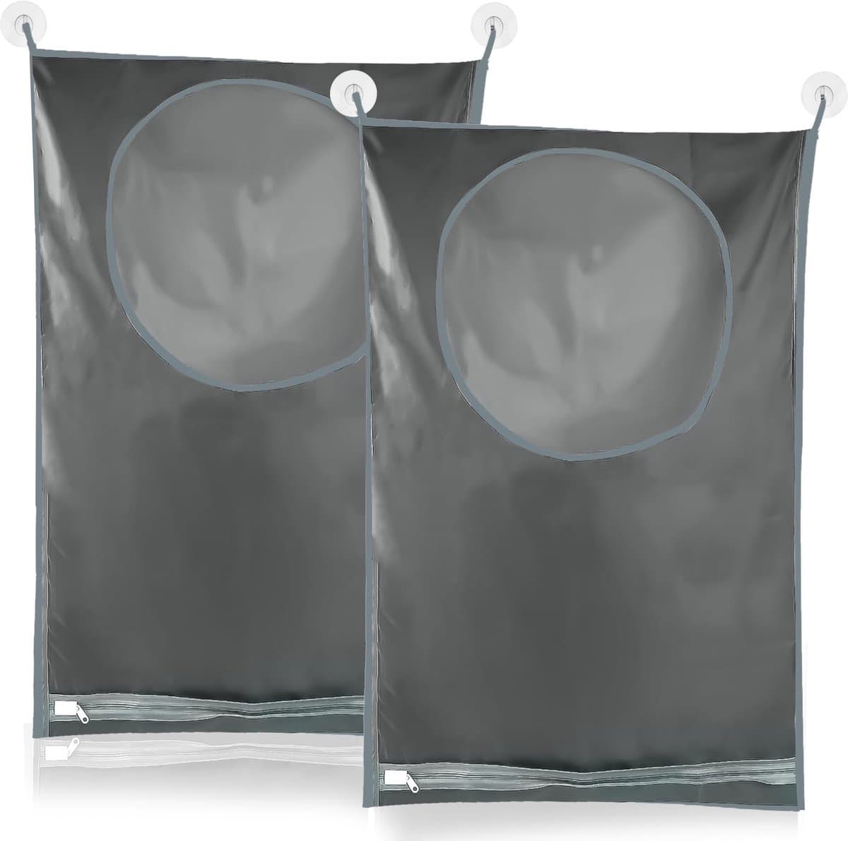 Ibenzoa® Set van twee ruimtebesparende hangende waszakken met roestvrijstalen haken — afbeelding 1