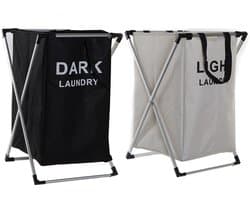 Benson Wasmanden set - 2x 60 Liter compartiment - Light / Dark - 39 x 38 x 60 cm - aluminium frame