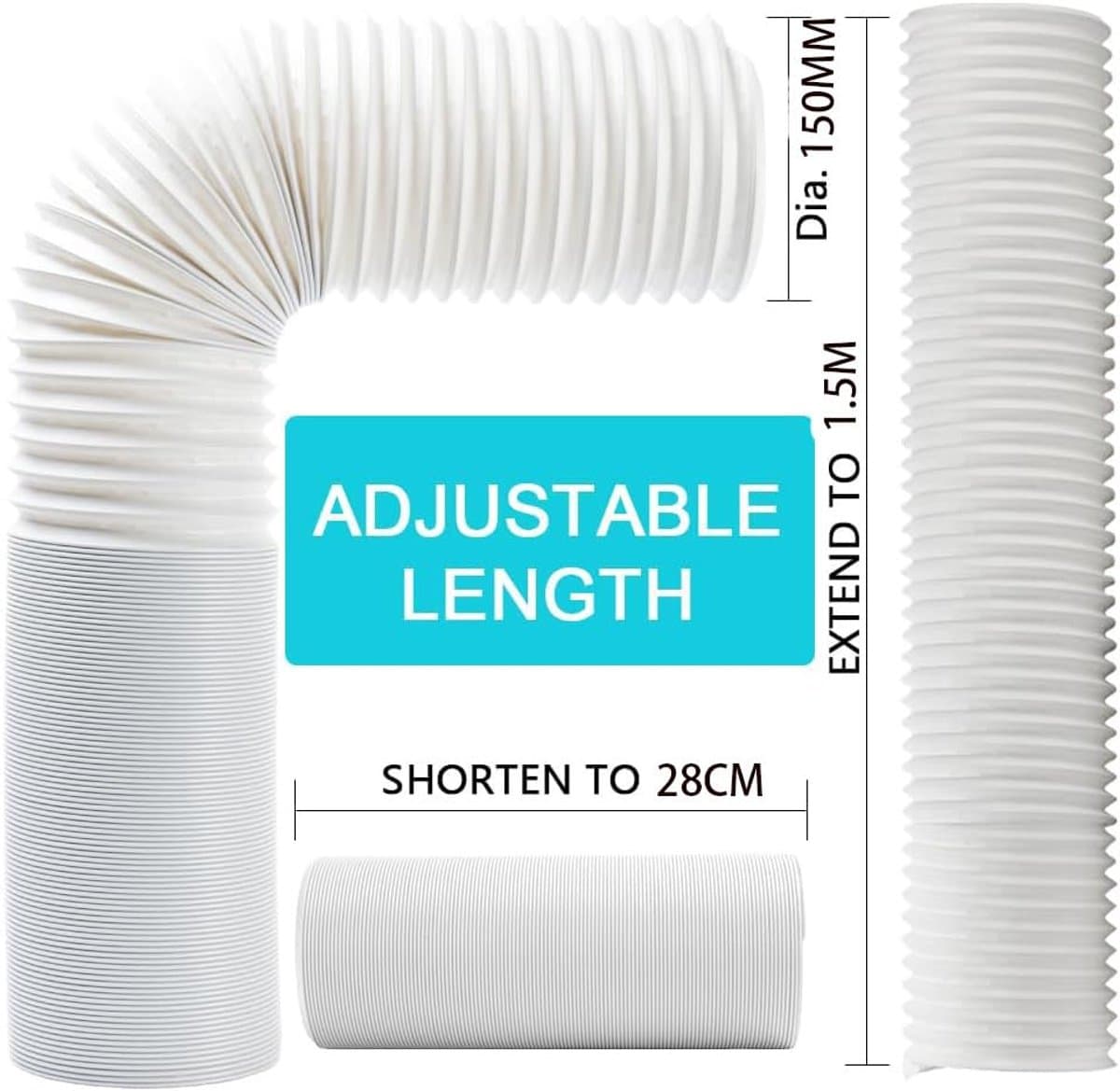 Afvoerslang 150 mm - Flexibele en Duurzame Slang voor Airconditioning en Wasdrogers - Lengte 1,5 Meter — afbeelding 1