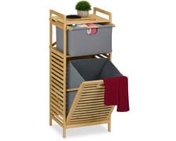 Wasmand rek - 30 liter - met lade - 95 x 40 x 33 cm - bamboe