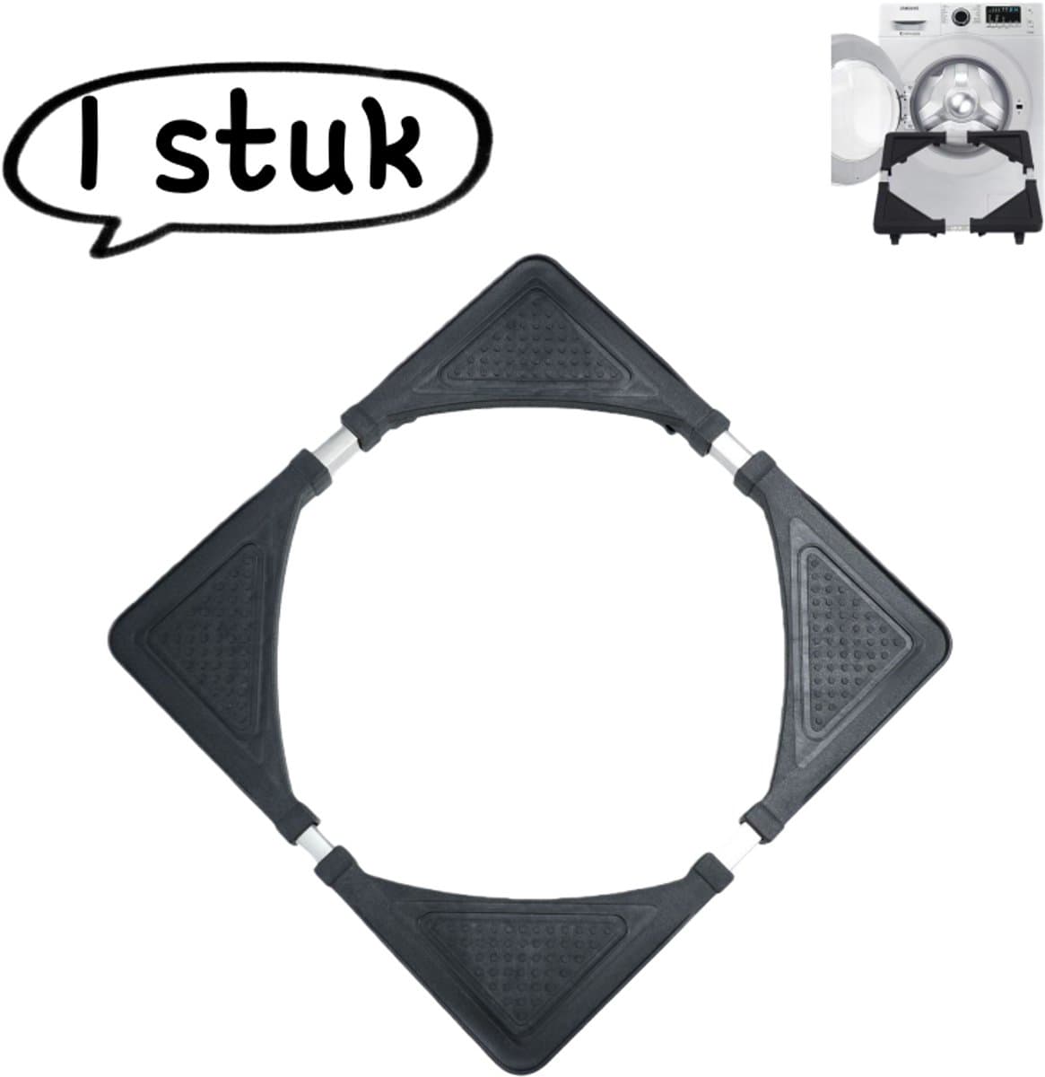 1 stuk - Wasmachine onderstel - Verplaatsbare trommel wasmachine onderstel - In hoogte verstelbare beugel voetkussen opbergrek - Telescopische maat 40-60 cm - Zwart — afbeelding 1