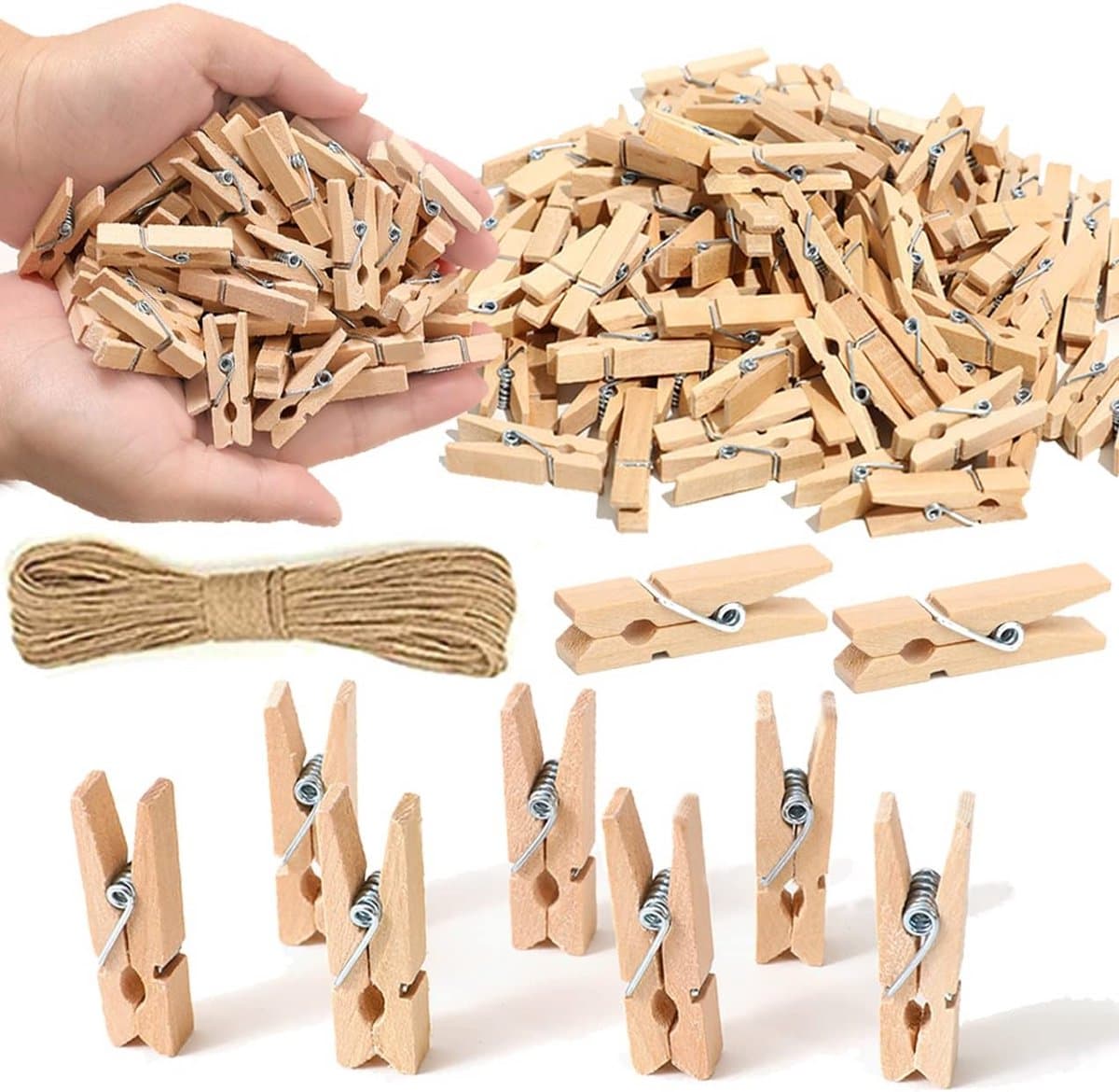 Mini Klemmetjes voor Foto's in Natuurlijke Kleur - Perfect voor Decoratie — afbeelding 1