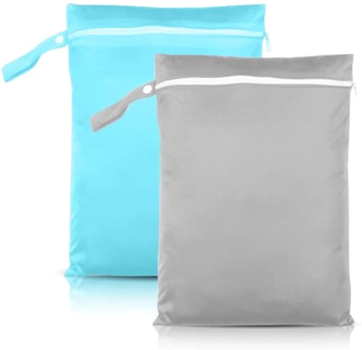 Waterdichte Natzak 40x30 Cm Met Handvat – Herbruikbare Waszak Met Ritssluiting Voor Badkleding, Luiers En Strandlakens, Grijs/Blauw — afbeelding 1
