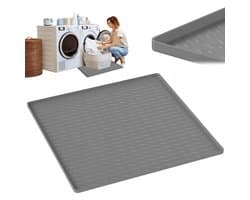 Wasmachine Mat - Anti-lek Mat voor Wasmachine & Koelkast - Vloerbeschermmat - Grijs Silicone 60x60cm - Verhoogde Rand & Antislip