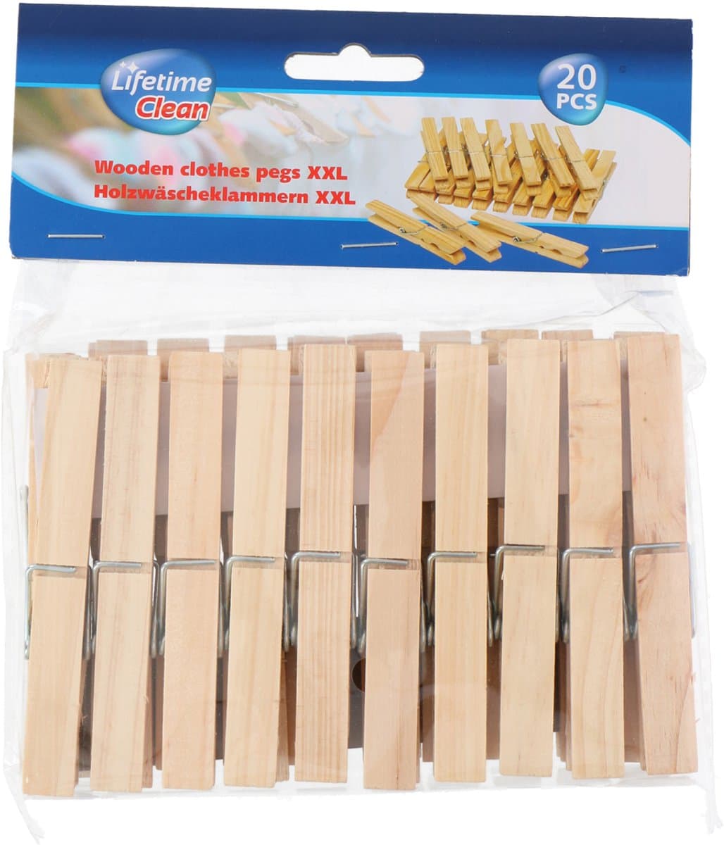Wasknijper 20 delig xxl hout — afbeelding 1