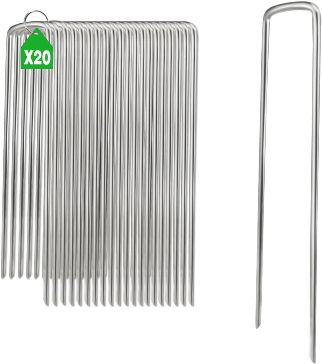 SnelShoppen - Pack van 20 Galvaniseerde Stalen Grondankers 200x25x4 mm - Tuin Haringen, Tentankers, Grondpinnen voor Onkruiddoek en Tuinfleece — afbeelding 1