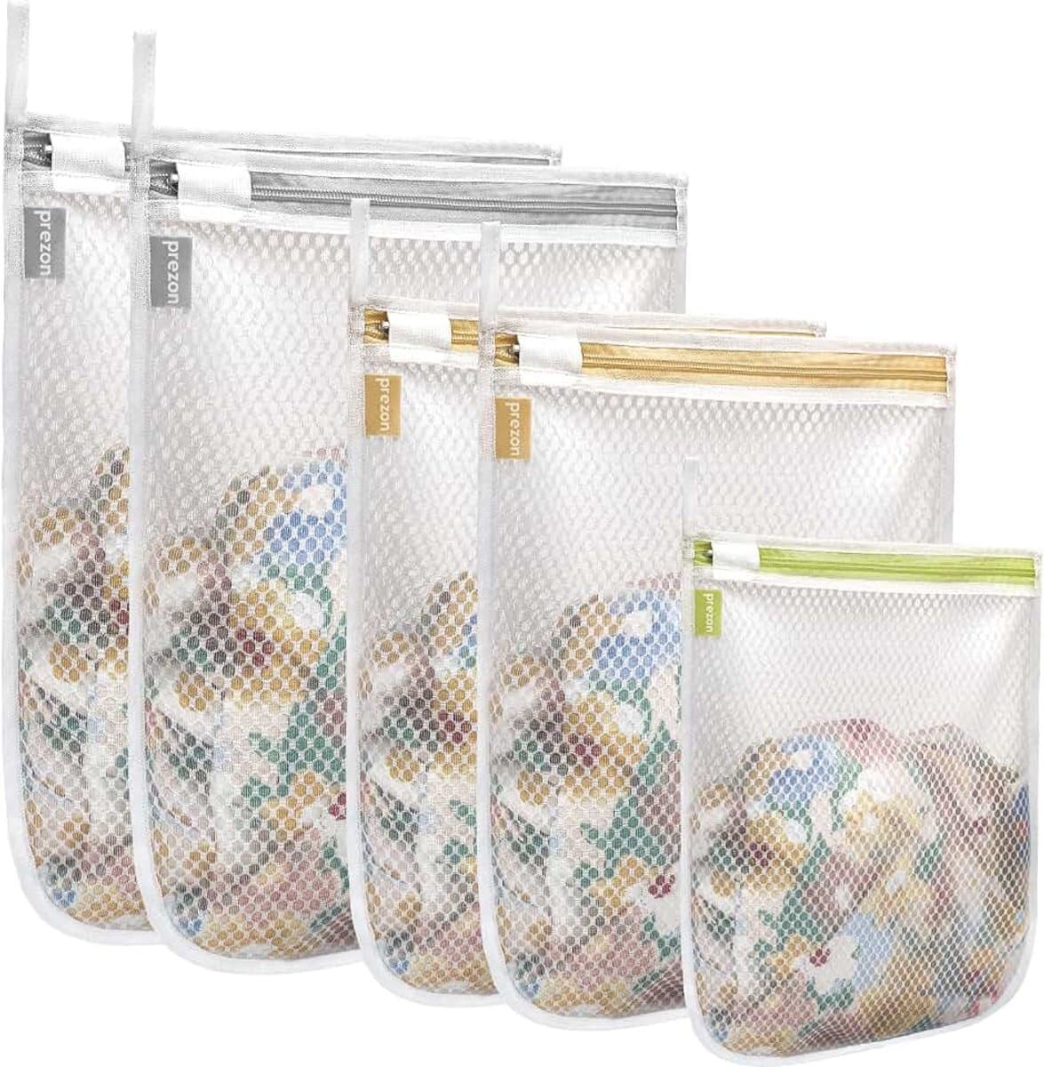 Waszakken, Wasmachine-Waszakken, Herbruikbare En Duurzame Mesh-Waszakken Voor Delicate Blouses, Kousen, Ondergoed, Bh's, Lingerie En Babykleding - 5-Delige Set (2L + 2M + S) — afbeelding 1