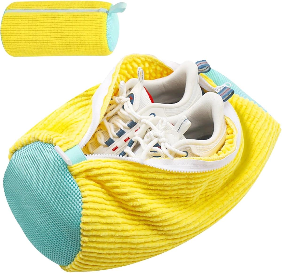 SnelShoppen - Schoen Waszak voor Wasmachine - Herbruikbare en Duurzame Schoenwaszak voor Sport- en NetSchoenen 19 x 39 cm Geel met Zachte Binnenborste — afbeelding 1